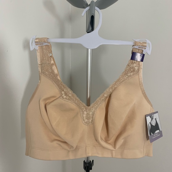 New Plus Size No Wire Cotton Comfort Lace Bra Nude - Picture 5 of 16